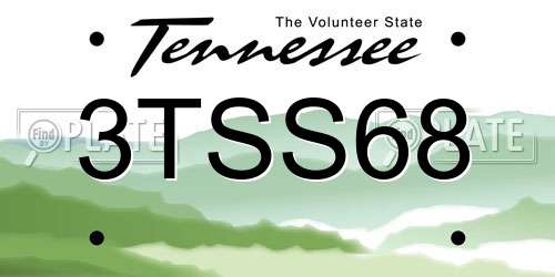 3TSS68 Tennessee License Plate