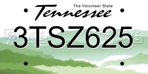 3TSZ625 Tennessee License Plate