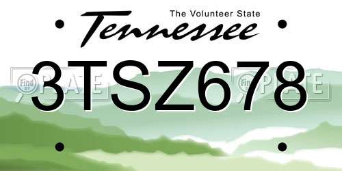3TSZ678 Tennessee License Plate