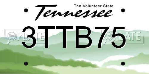3TTB75 Tennessee License Plate