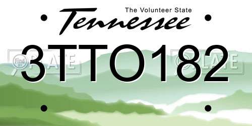 3TTO182 Tennessee License Plate