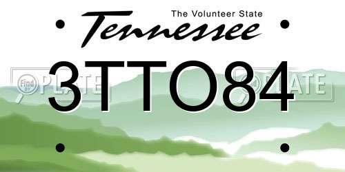 3TTO84 Tennessee License Plate