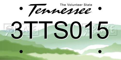 3TTS015 Tennessee License Plate