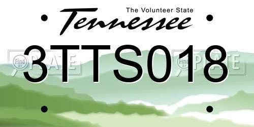 3TTS018 Tennessee License Plate