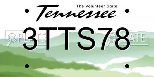 3TTS78 Tennessee License Plate