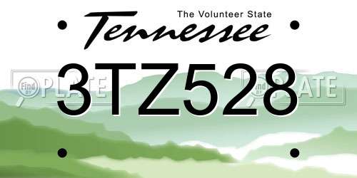 3TZ528 Tennessee License Plate