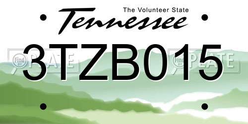 3TZB015 Tennessee License Plate