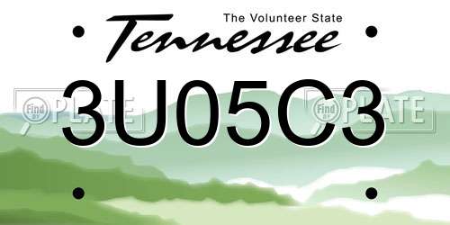 3U05C3 Tennessee License Plate