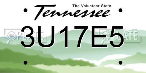 3U17E5 Tennessee License Plate