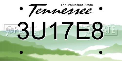 3U17E8 Tennessee License Plate