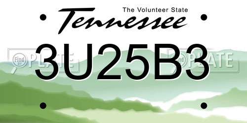 3U25B3 Tennessee License Plate