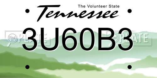 3U60B3 Tennessee License Plate