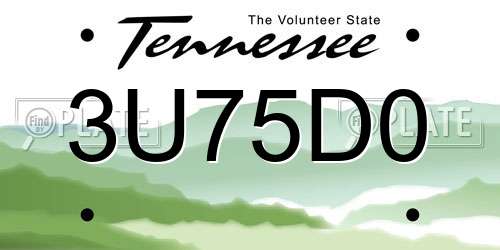 3U75D0 Tennessee License Plate