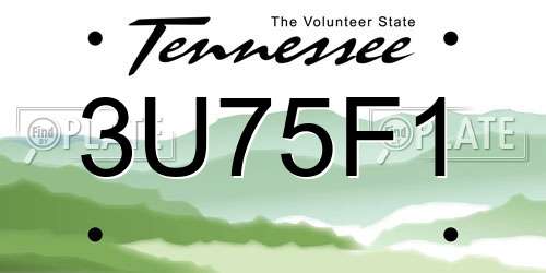 3U75F1 Tennessee License Plate