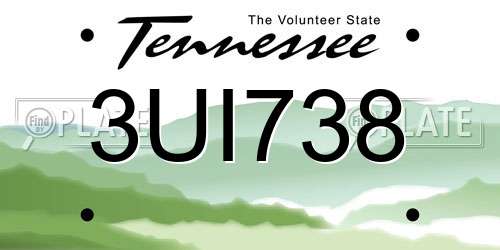 3UI738 Tennessee License Plate