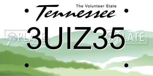 3UIZ35 Tennessee License Plate