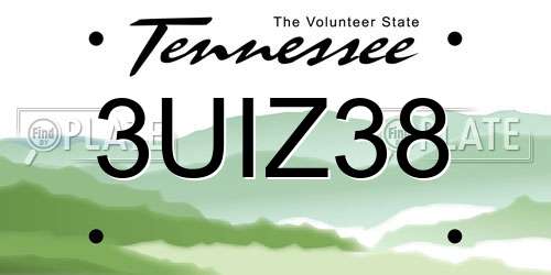 3UIZ38 Tennessee License Plate