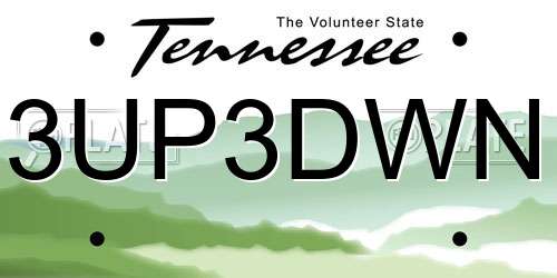 3UP3DWN Tennessee License Plate