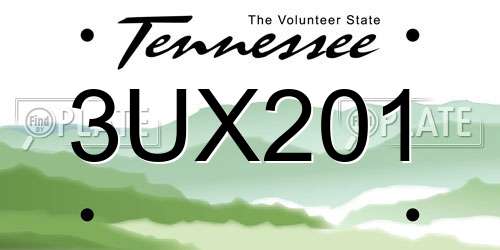 3UX201 Tennessee License Plate