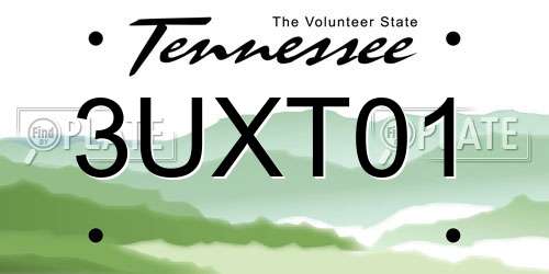 3UXT01 Tennessee License Plate