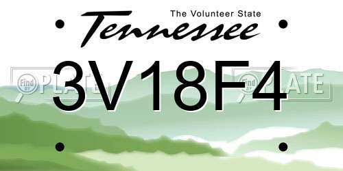3V18F4 Tennessee License Plate