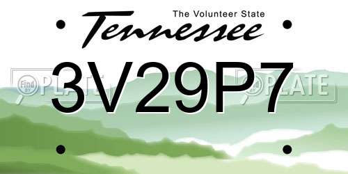 3V29P7 Tennessee License Plate