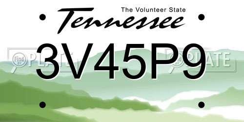 3V45P9 Tennessee License Plate