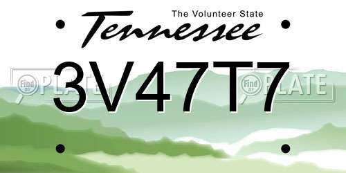 3V47T7 Tennessee License Plate