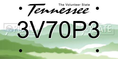 3V70P3 Tennessee License Plate