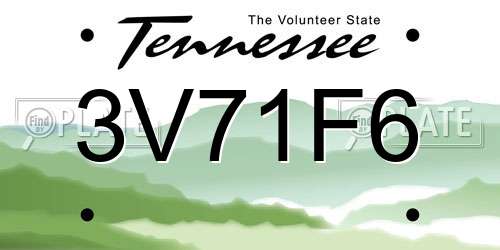3V71F6 Tennessee License Plate