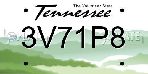 3V71P8 Tennessee License Plate