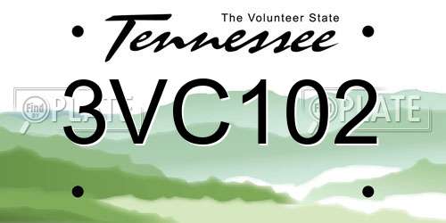3VC102 Tennessee License Plate