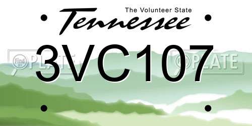 3VC107 Tennessee License Plate