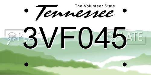 3VF045 Tennessee License Plate