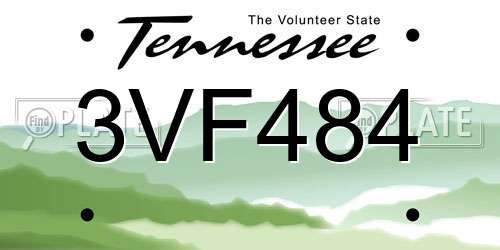 3VF484 Tennessee License Plate