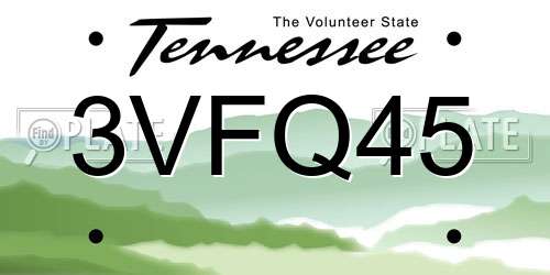 3VFQ45 Tennessee License Plate