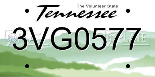 3VG0577 Tennessee License Plate