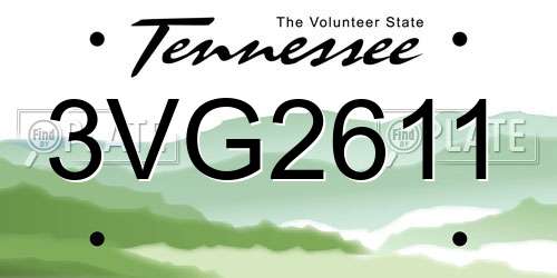 3VG2611 Tennessee License Plate