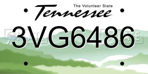 3VG6486 Tennessee License Plate