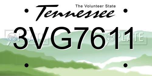 3VG7611 Tennessee License Plate