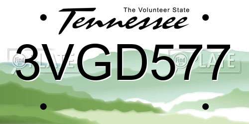 3VGD577 Tennessee License Plate