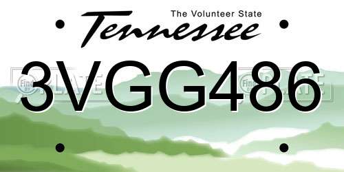 3VGG486 Tennessee License Plate