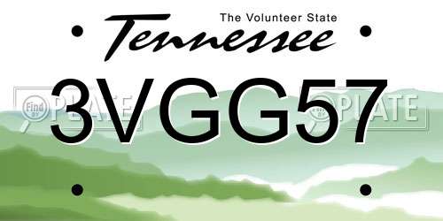 3VGG57 Tennessee License Plate