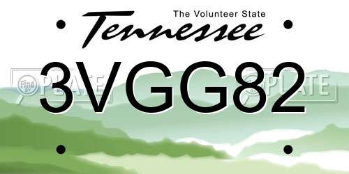 3VGG82 Tennessee License Plate