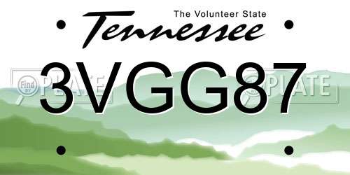 3VGG87 Tennessee License Plate