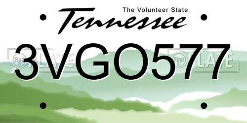 3VGO577 Tennessee License Plate