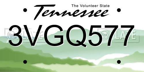 3VGQ577 Tennessee License Plate