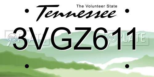 3VGZ611 Tennessee License Plate