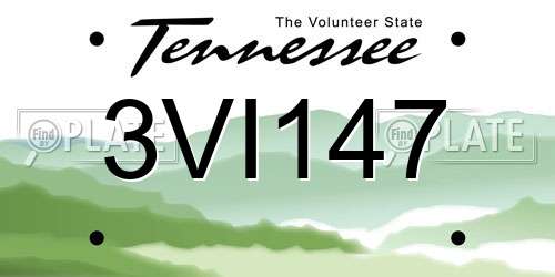 3VI147 Tennessee License Plate
