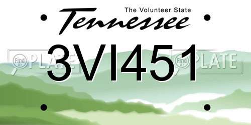 3VI451 Tennessee License Plate